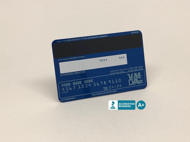 Custom Anodized Blue Metal Credit Cards