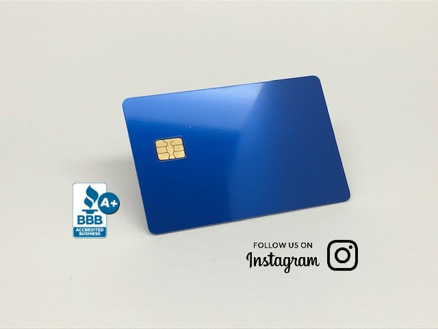 Custom Anodized Blue Metal Credit Cards