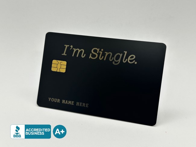 I'm Single Metal Card Design (matte-black)