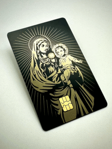 Virgin Mary with Child Christ Metal Card Design (matte-black)