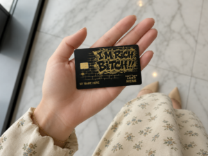 "I'm Rich Bitch" metal card design (matte-black)