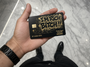 "I'm Rich Bitch" metal card design (matte-black)