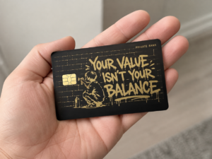 Tribute to Banksy Metal Card Design (matte-black)
